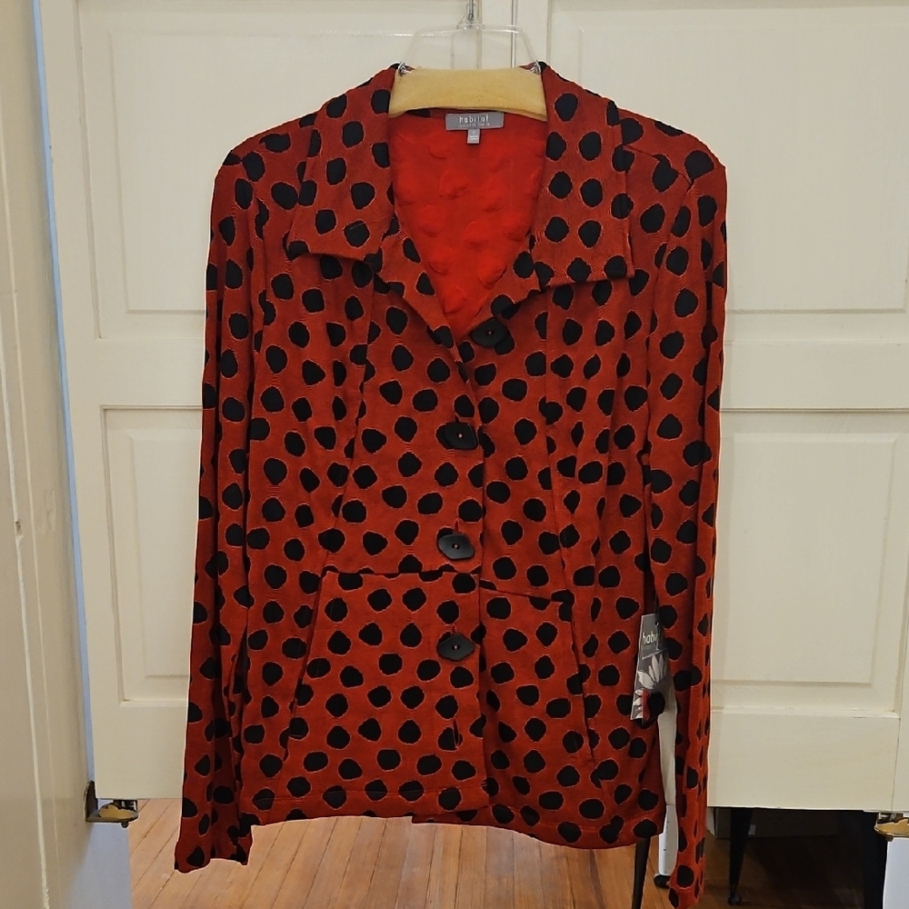 Habitat Red and Black Polka Dot Blazer
